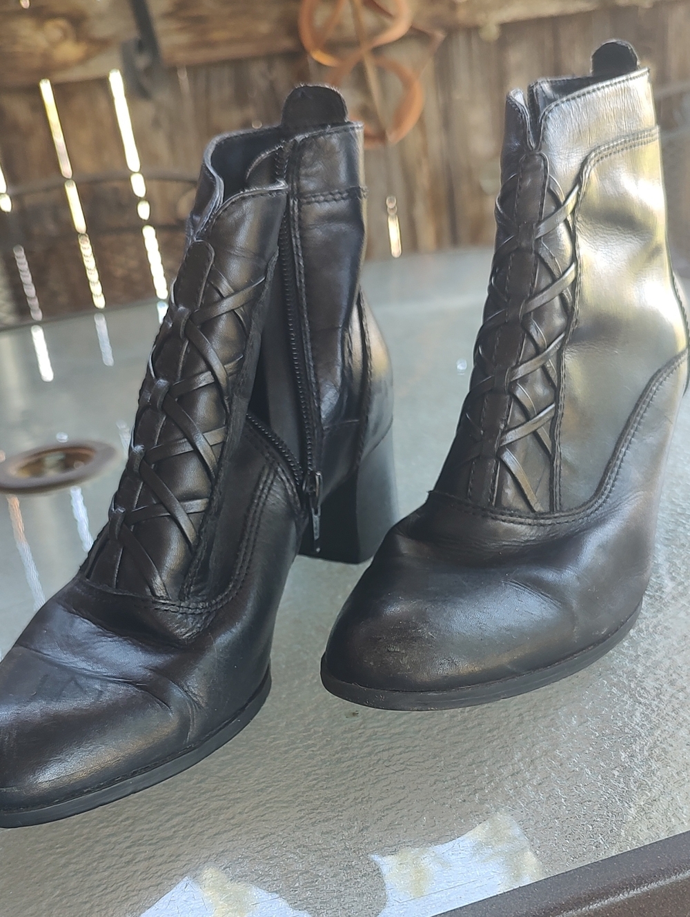 Classic Elements Black Lace-Up Block Heel Ankle Boots